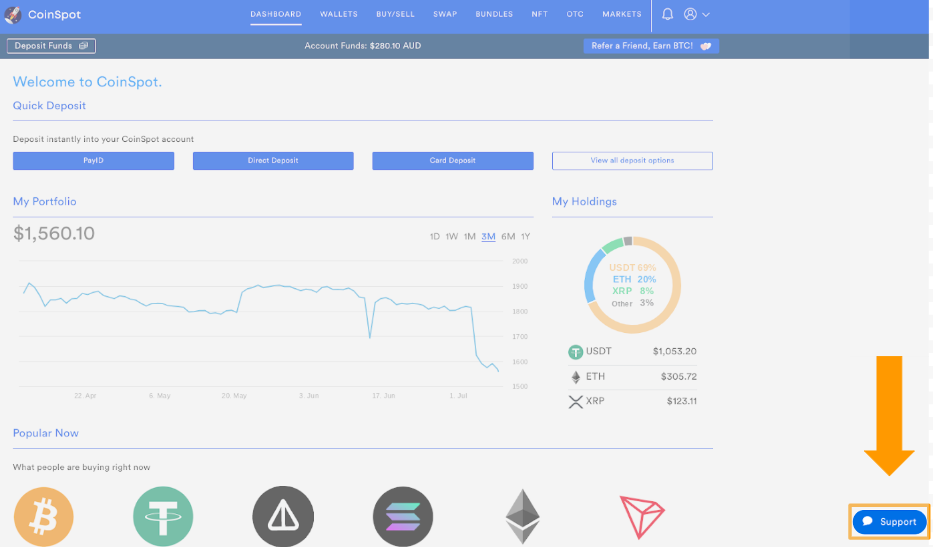 CoinSpot - Dashboard Contact Button.png