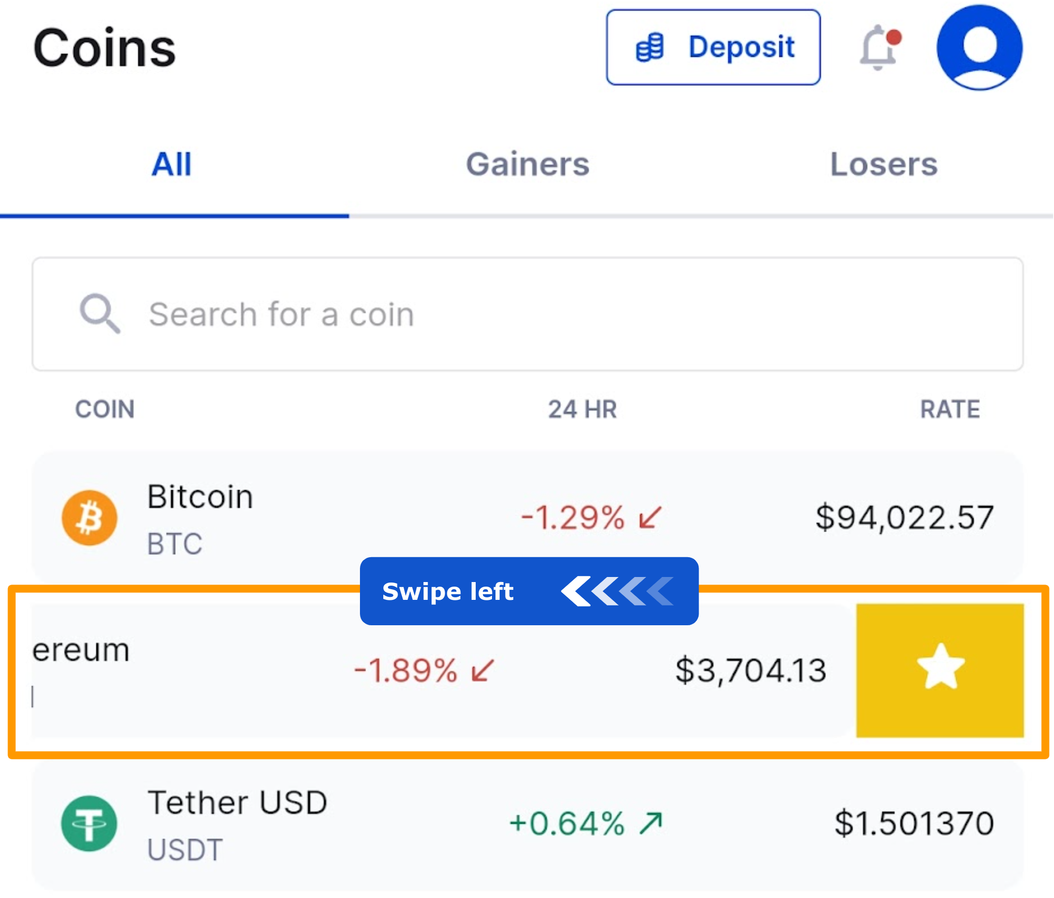 CoinSpot Mobile App - Creating a Watchlist – CoinSpot