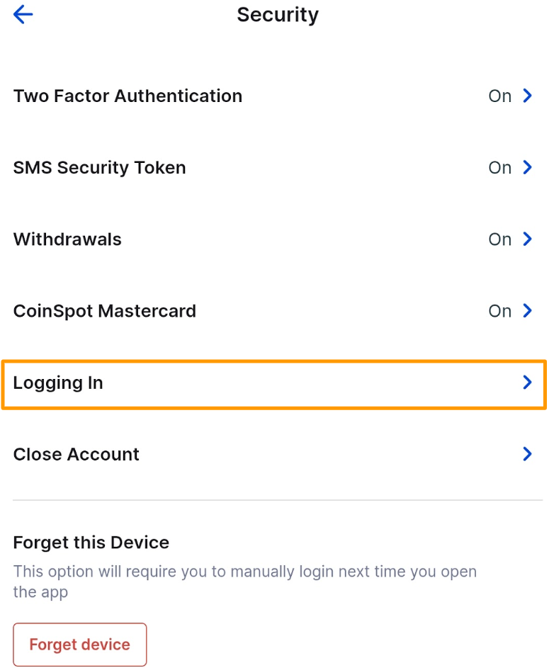 CoinSpot Mobile App - App Sec Menu.png