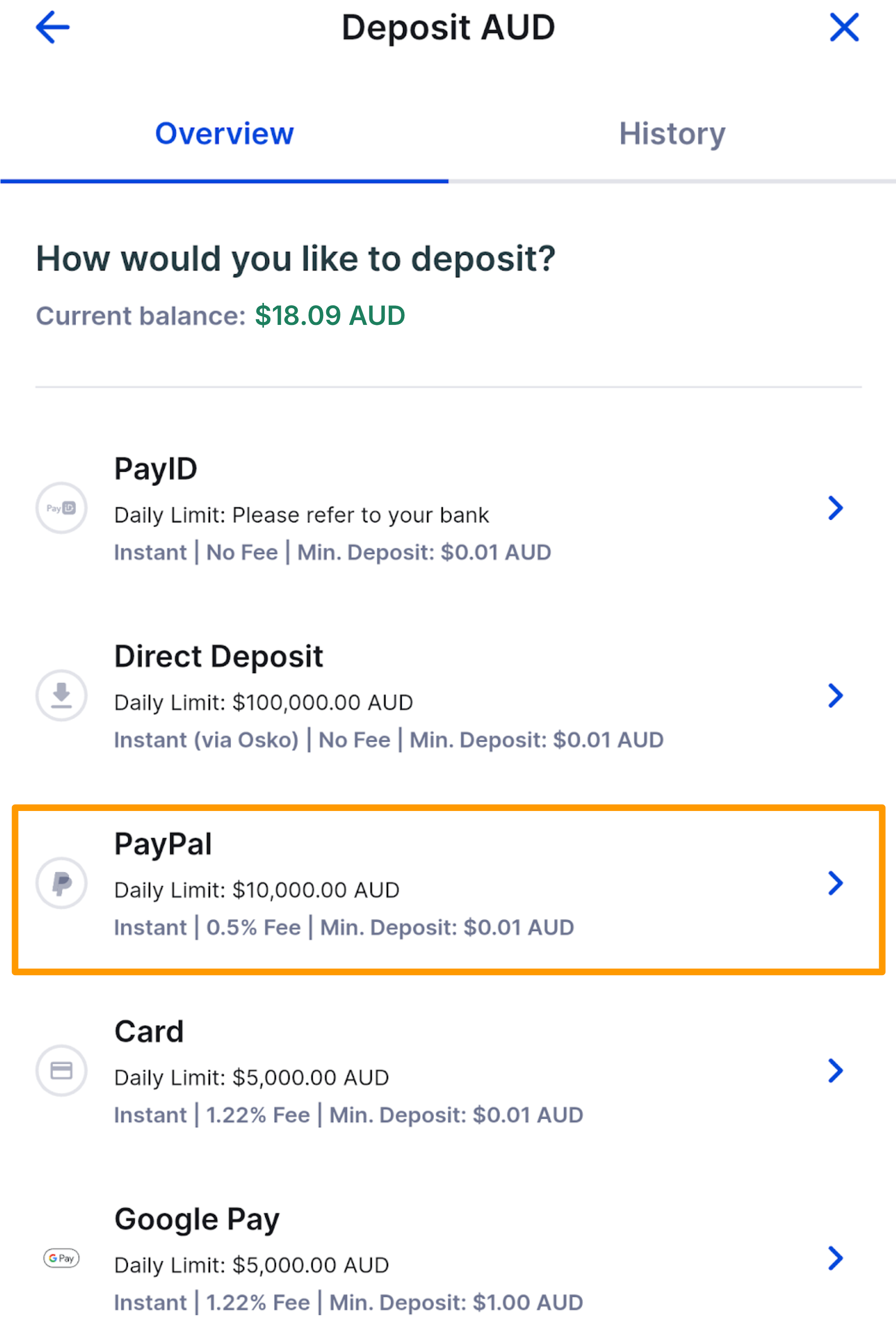CoinSpot Mobile App - PayPal Deposit Button.png