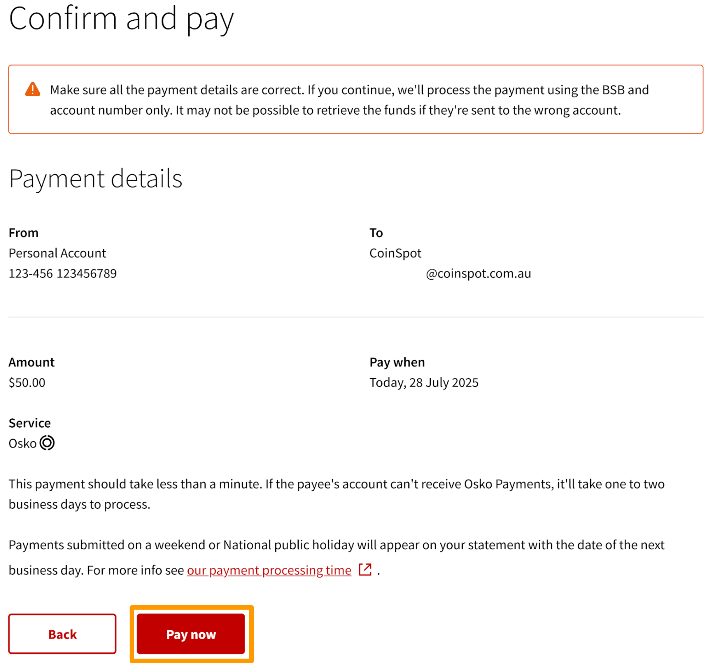 NAB PayID - CoinSpot - Confirmation Page.png