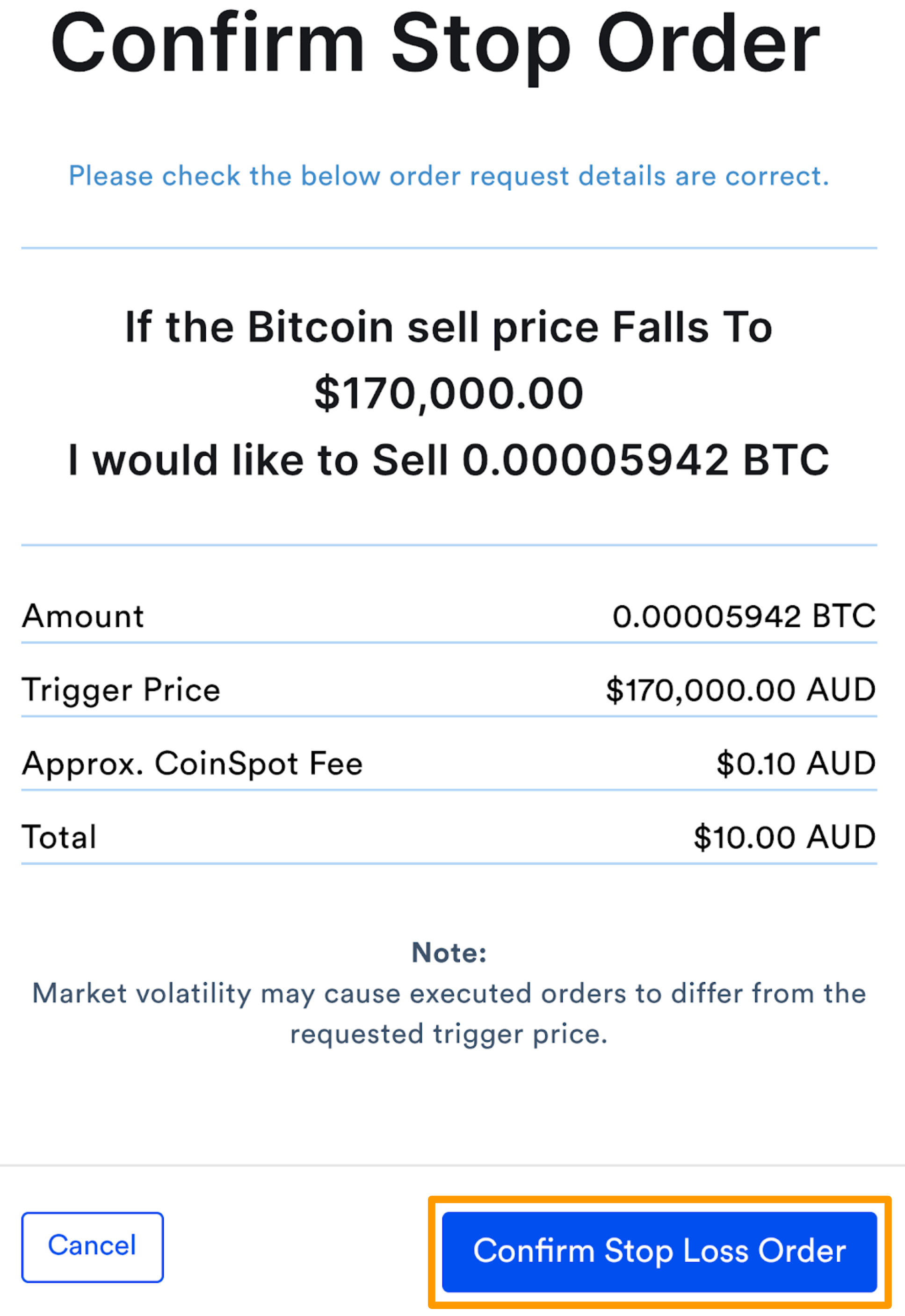Stop Loss & Take Profit Orders – CoinSpot