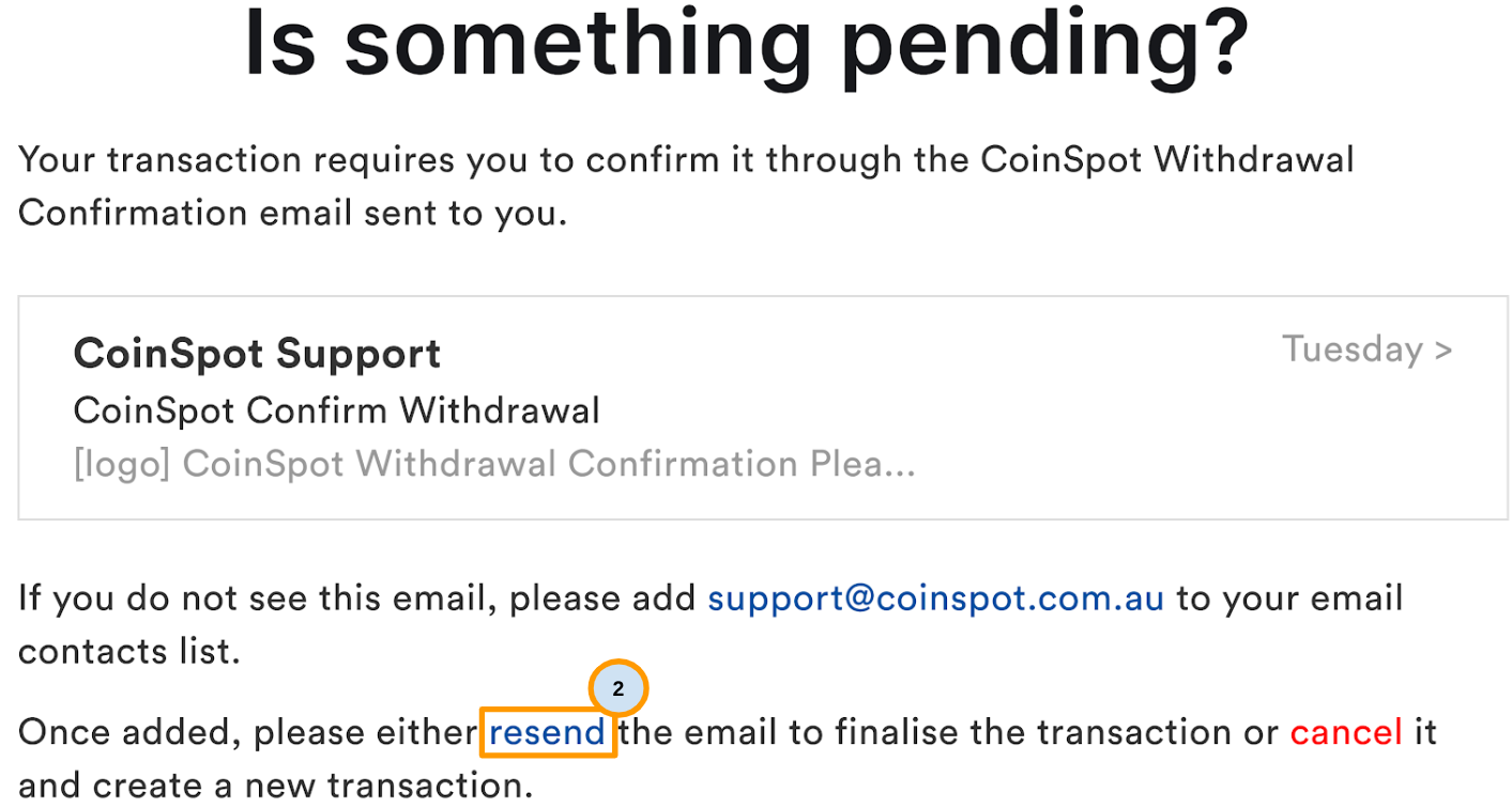 Coin withdrawal status – CoinSpot