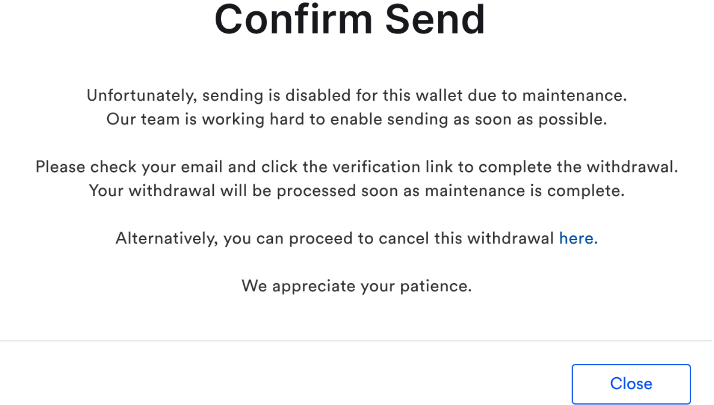 CS - Coin Withdrawal Status - Maintenance Notification.png