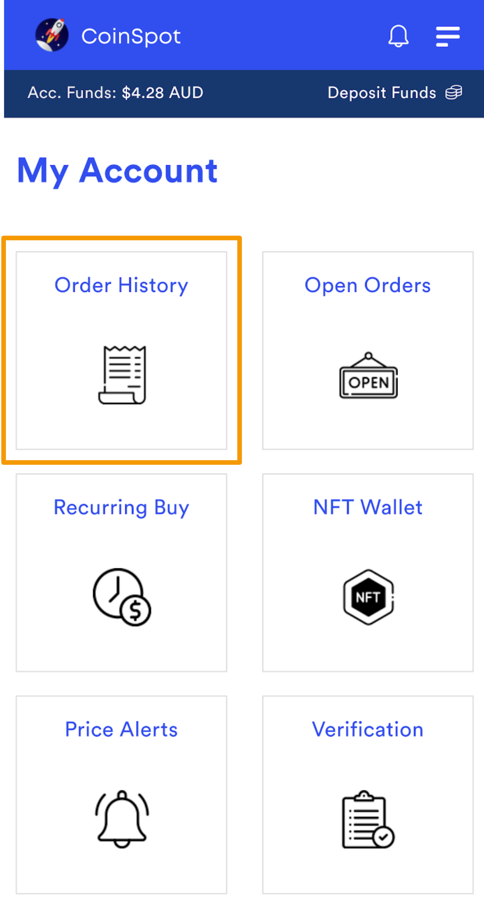 CoinSpot Mobile Browser - Order History.png