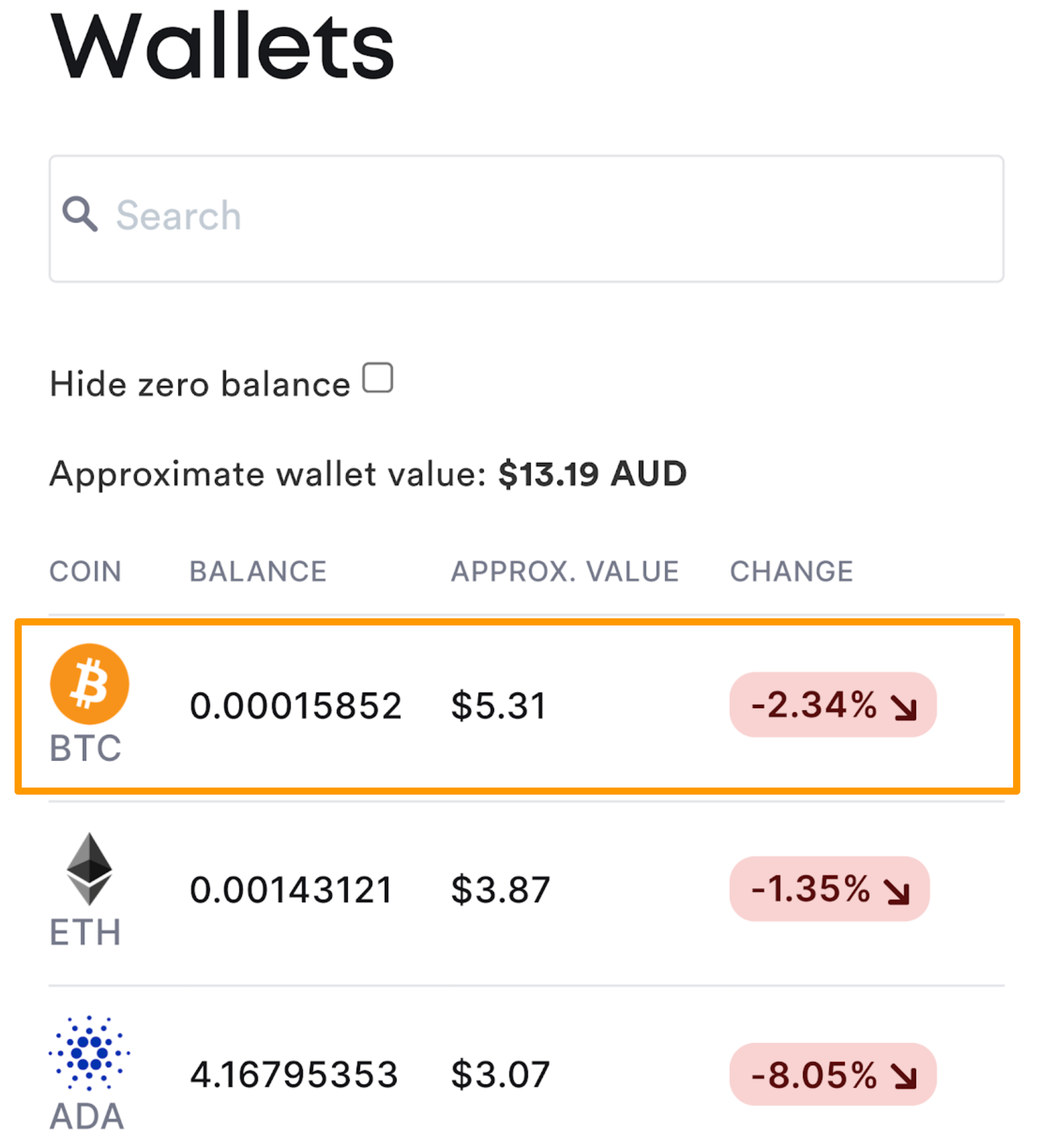 CoinSpot Mobile Web Browser Wallets Page.png