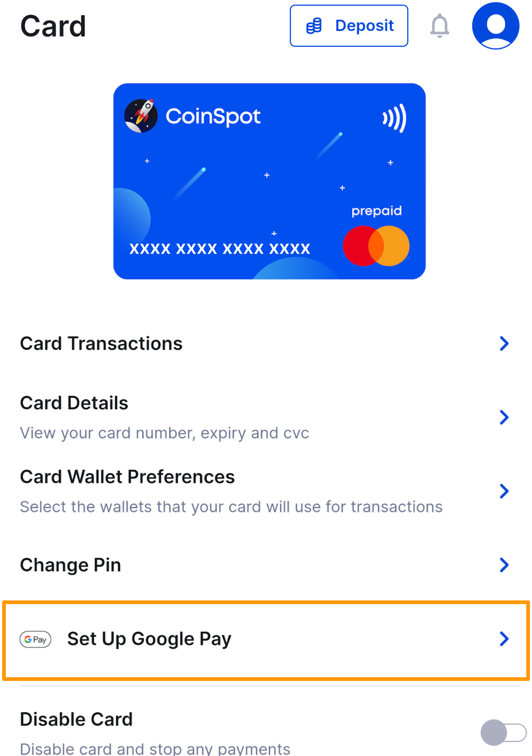 CoinSpot Mastercard - How to add your CoinSpot Mastercard to Google Pay - Figure 2.png
