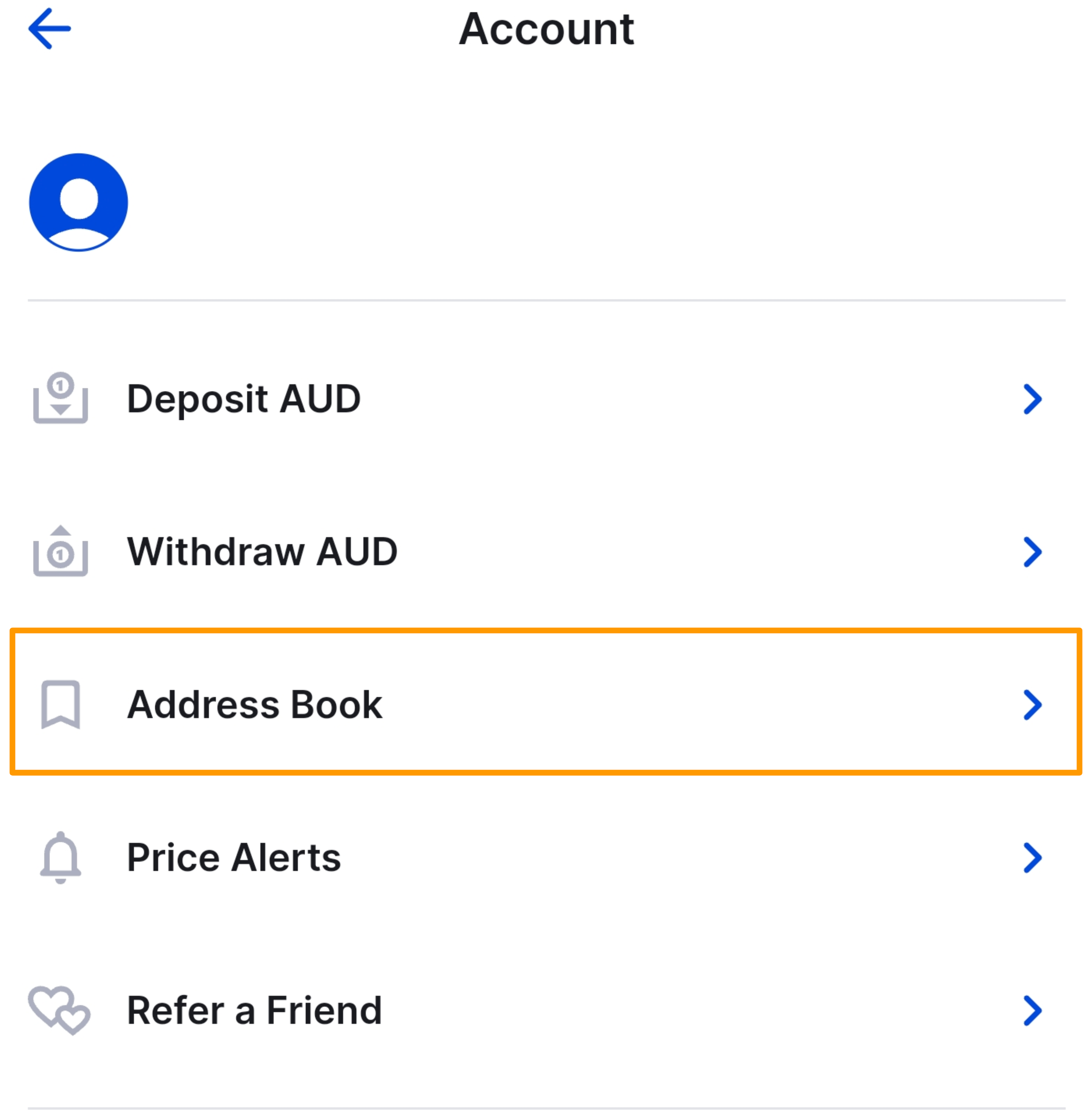 CoinSpot Mobile App - How to save your wallet addresses - Figure 2.png