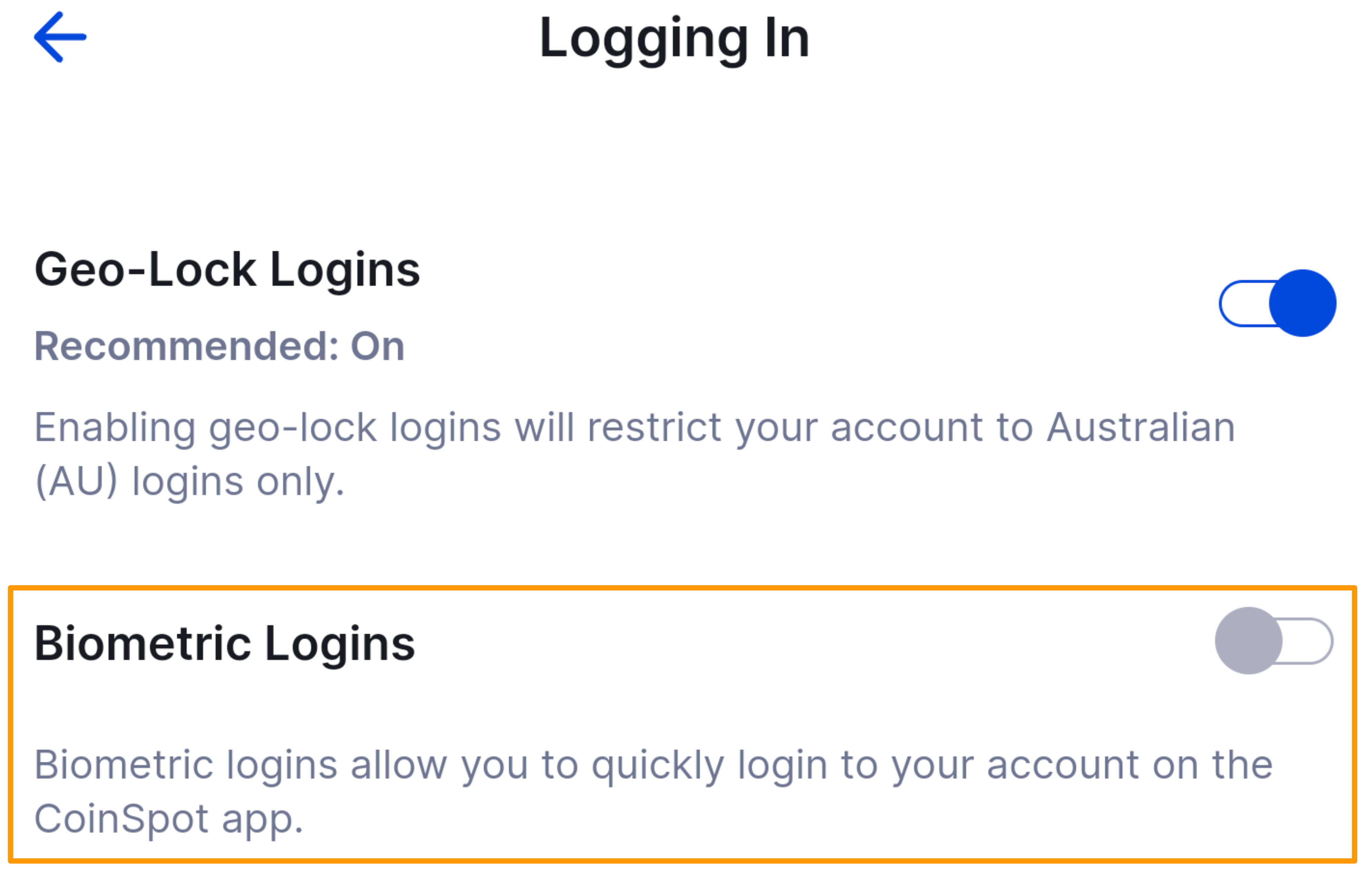 CoinSpot Mobile App - How to Enable Biometric Logins - Figure 17.png