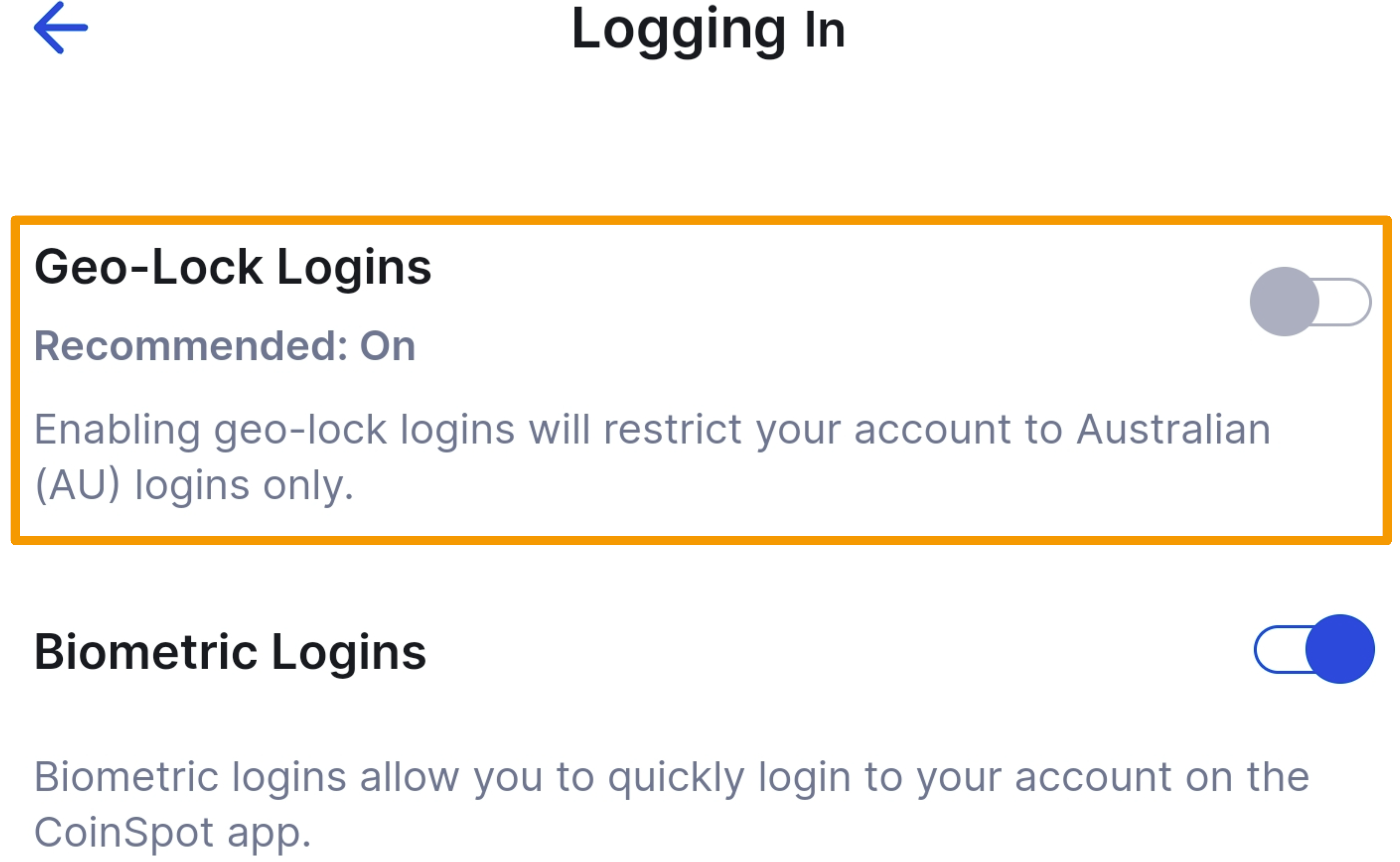 CoinSpot Mobile App - How to Enable & Disable Geo-Lock Logins - Figure 4.png