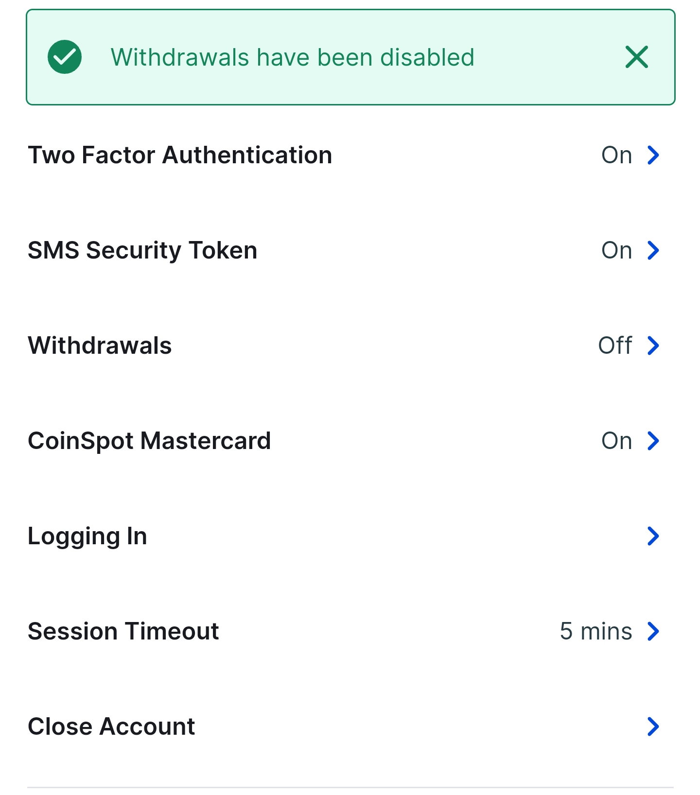 CoinSpot Mobile App - Disabling Withdrawals - Figure 5.png