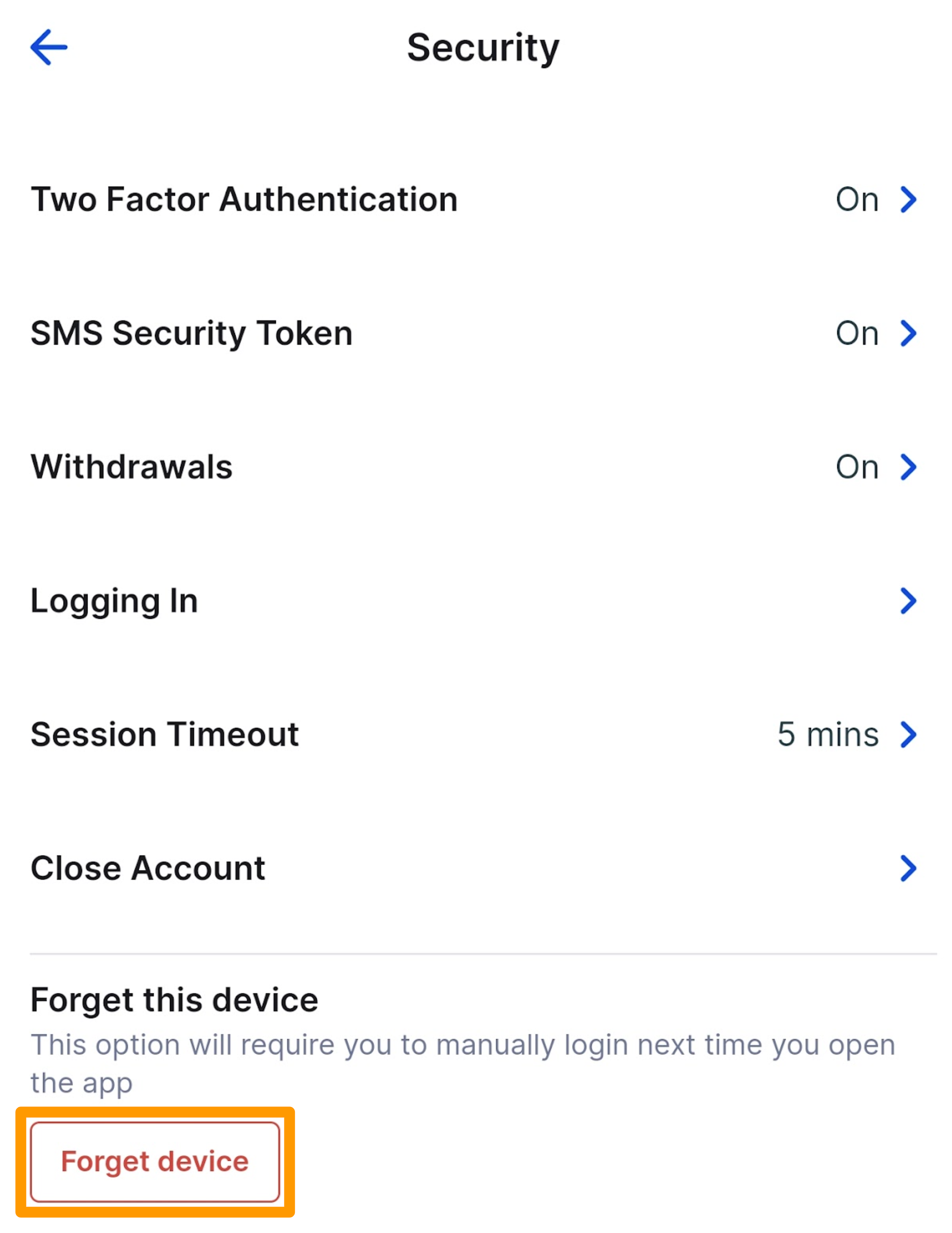 How to Log Out - CoinSpot Mobile App (Forget device).png